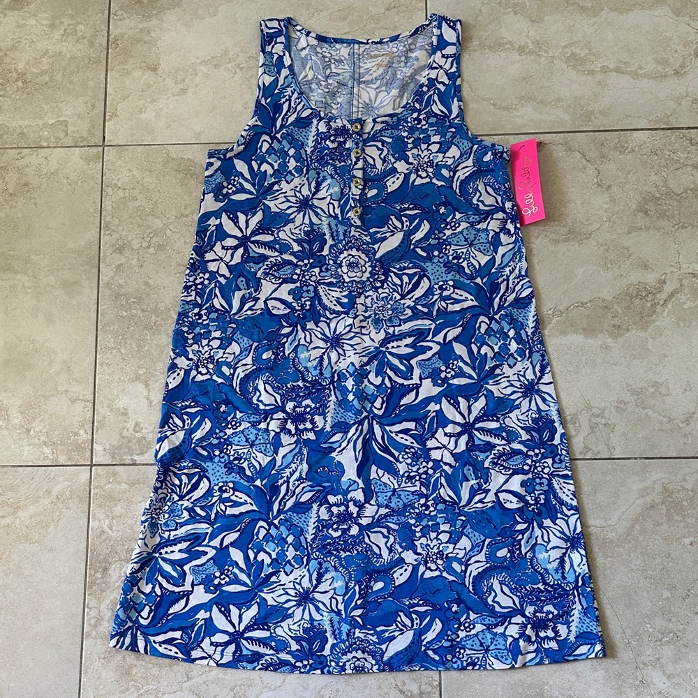 Lilly Pulitzer Blue Floral Sleeveless Dress size Small